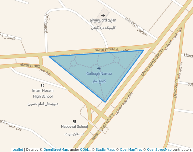 walking in Golbagh Namaz map in Rasht