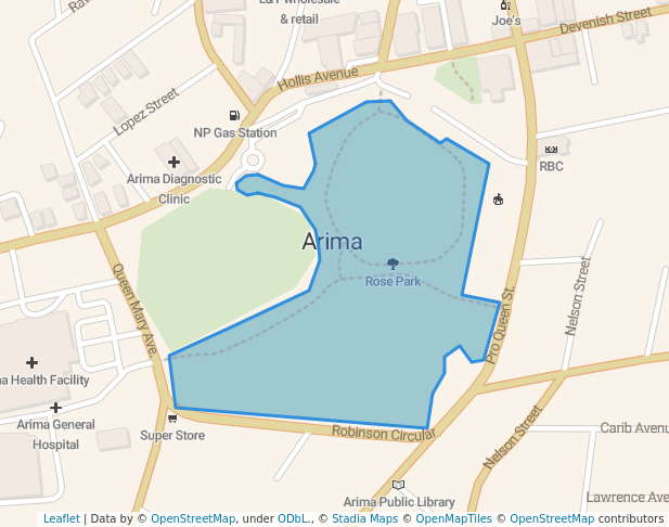 walking in Rose Park map in Arima