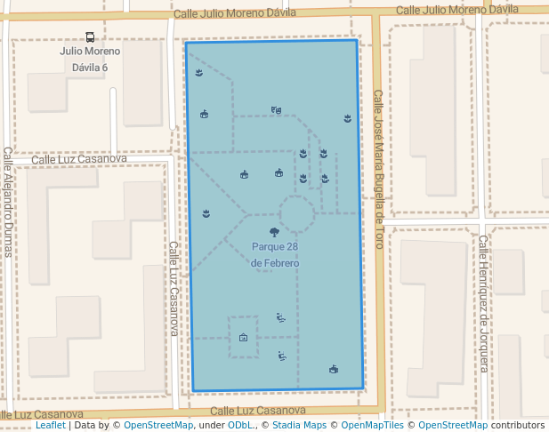 walking in Parque 28 de Febrero map in Granada