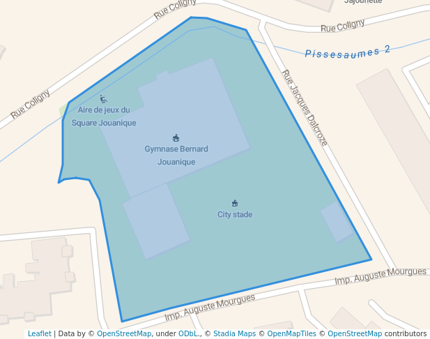 walking in Square Jouanique map in Montpellier