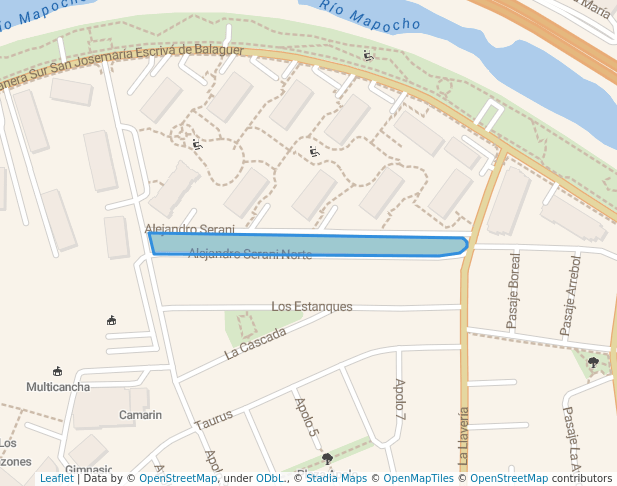 walking in Plaza Alejandro Serani map in Vitacura