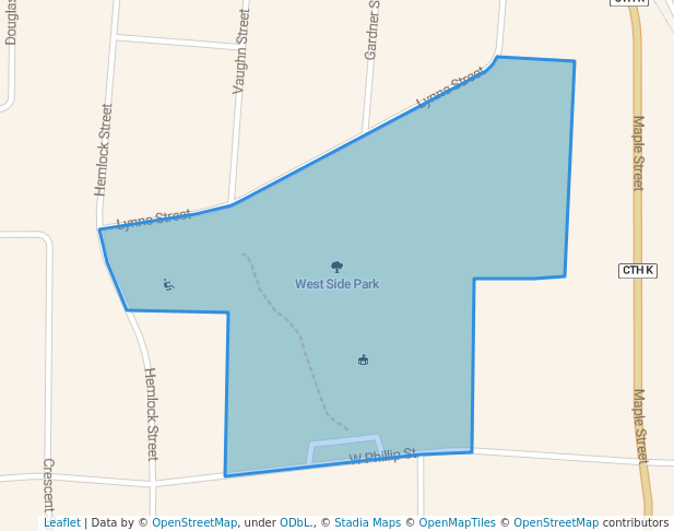 walking in West Side Park map in Rhinelander