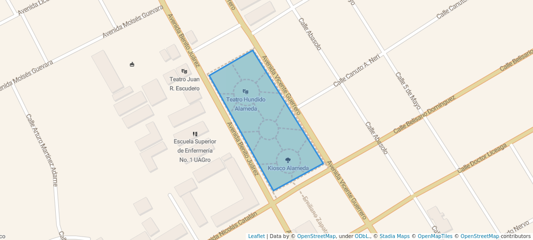 walking in Alameda Granados Maldonado map in Chilpancingo de los Bravo