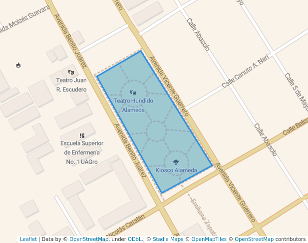 walking in Alameda Granados Maldonado map in Chilpancingo de los Bravo