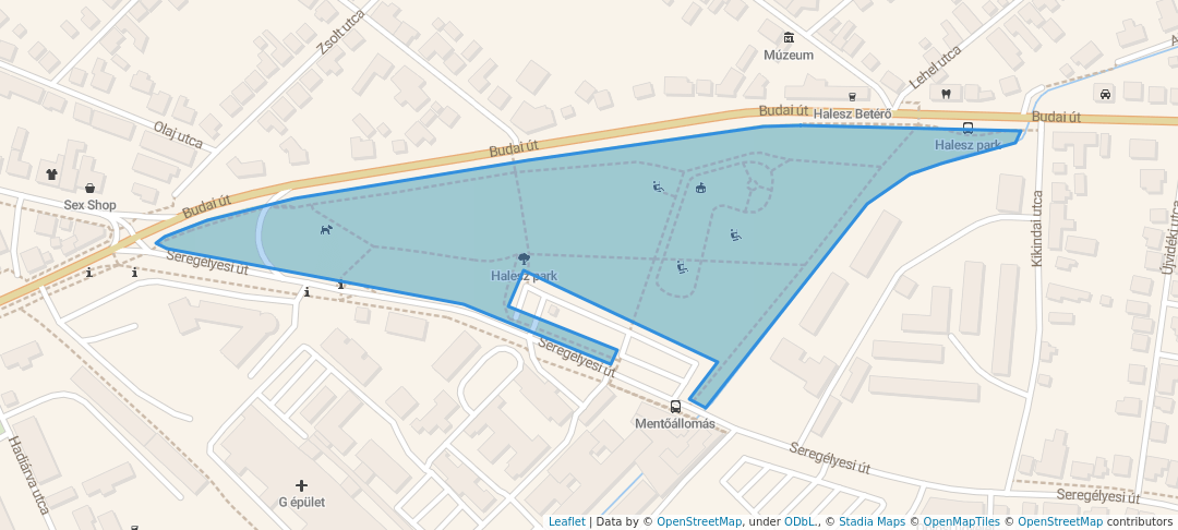 walking in Halesz park map in Székesfehérvár