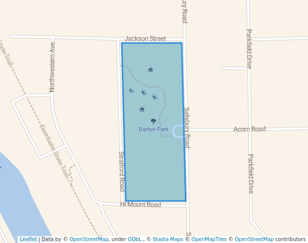 walking in Barton Park map in West Bend