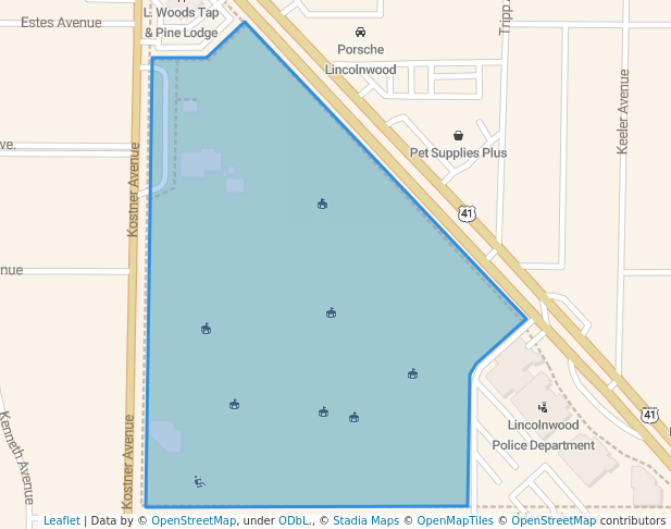 walking in Henry Prosel Park map in Lincolnwood