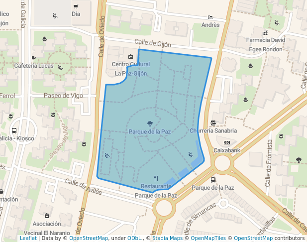 walking in Parque de la Paz map in Fuenlabrada