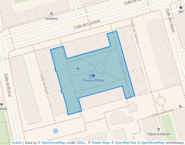 walking in Parque Bilbao map in Torrejón de Ardoz