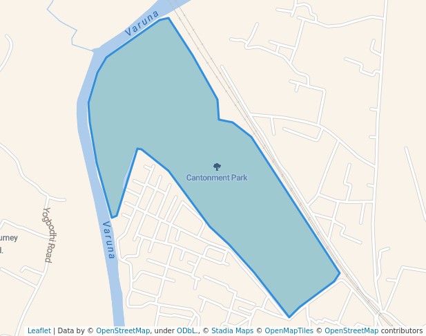 walking in Cantonment Park map in Varanasi