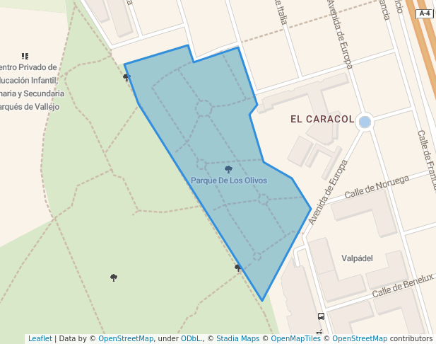 walking in Parque De Los Olivos map in Valdemoro