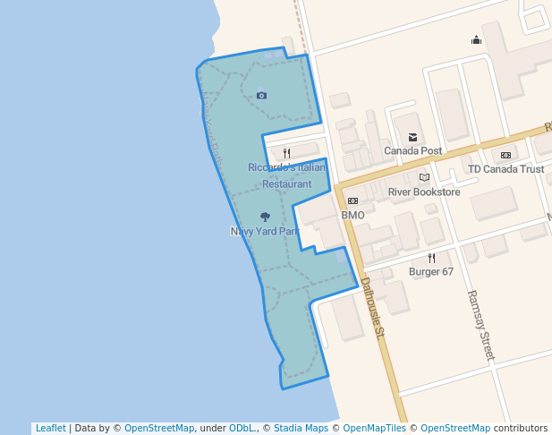 walking in Navy Yard Park map in Amherstburg