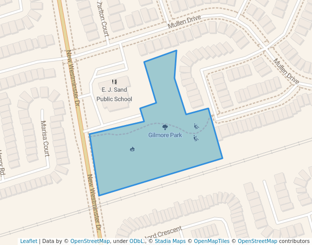walking in Gilmore Park map in Vaughan