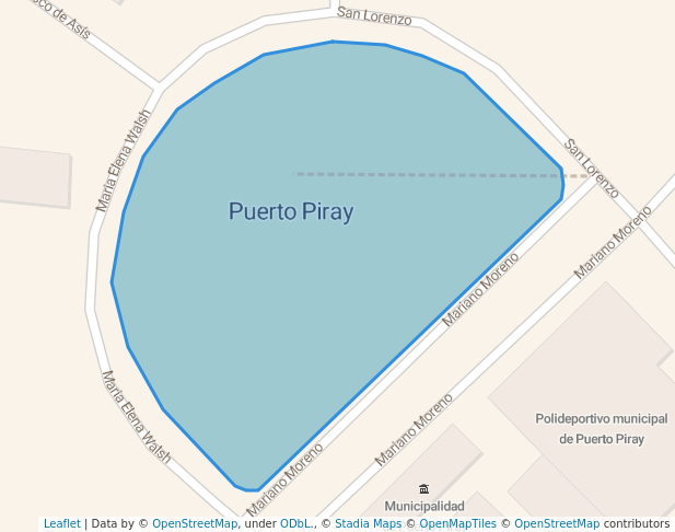 walking in Plaza 9 de Julio map in Puerto Piray