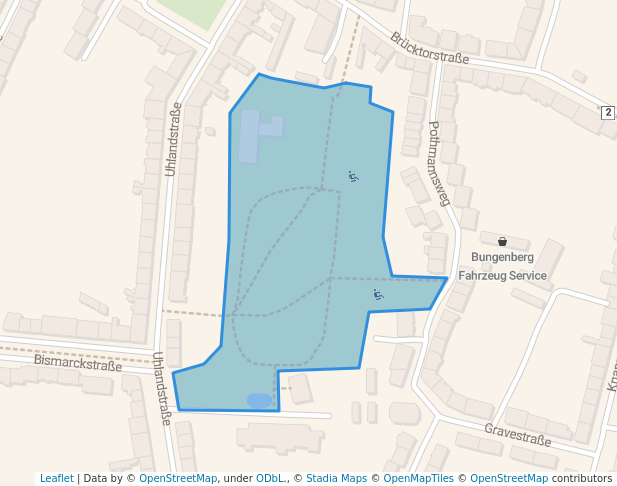 walking in Uhlandpark map in Oberhausen