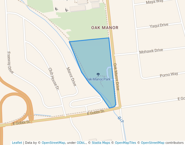 walking in Oak Manor Park map in Ukiah