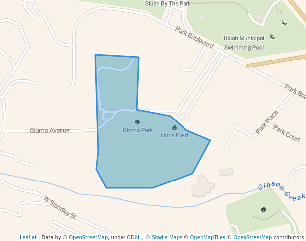 walking in Giorno Park map in Ukiah