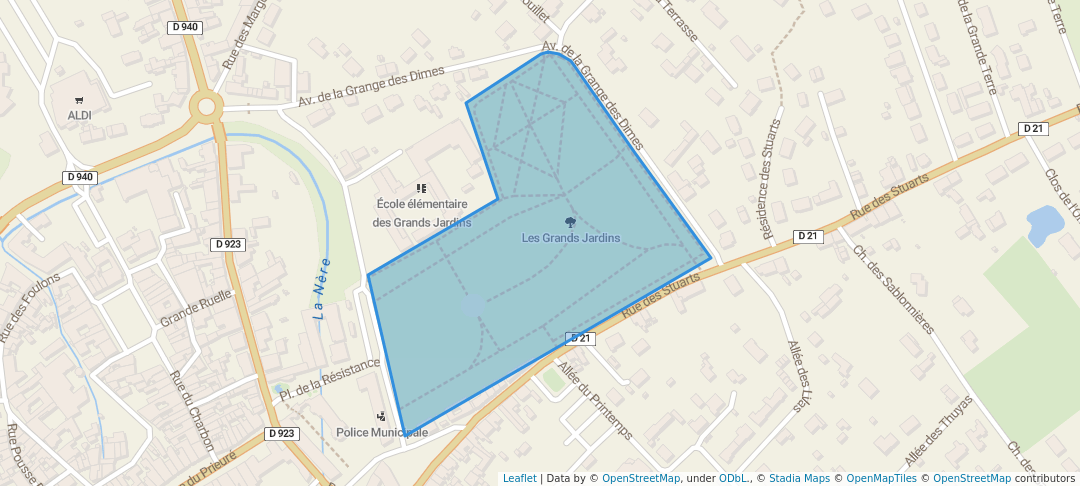 walking in Les Grands Jardins map in Aubigny-sur-Nère