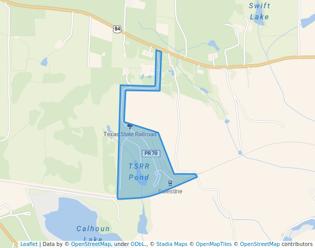 walking in Texas State Railroad map in Palestine