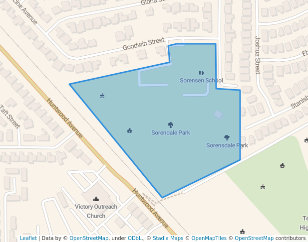 walking in Sorendale Park map in Hayward