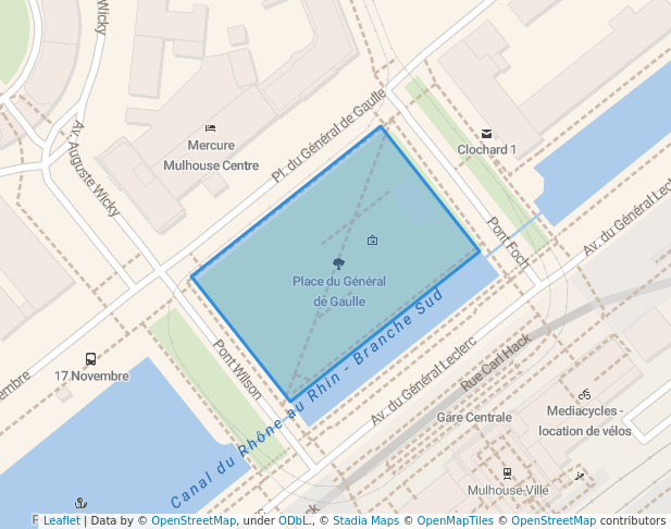 walking in Place du Général de Gaulle map in Mulhouse