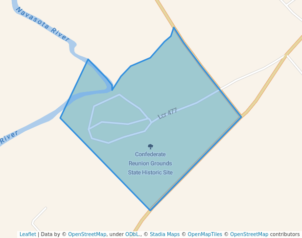 walking in Confederate Reunion Grounds State Historic Site map in Mexia