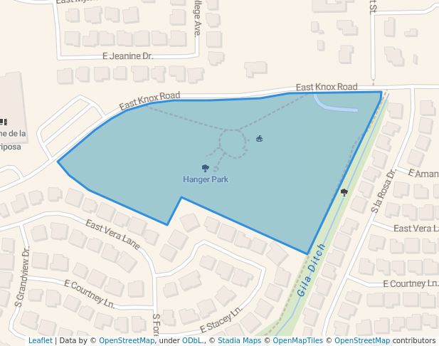 walking in Hanger Park map in Tempe