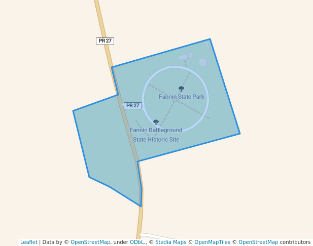 walking in Fannin Battleground State Historic Site map in Goliad