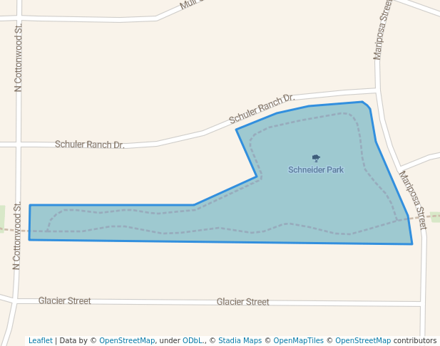 walking in Schneider Park map in Woodland