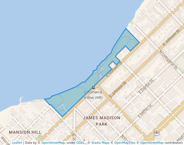 walking in James Madison Park map in Madison