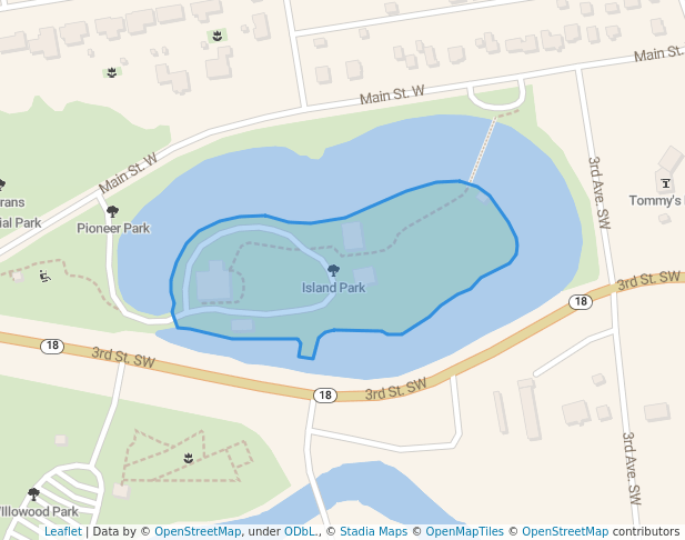 walking in Island Park map in Mayville