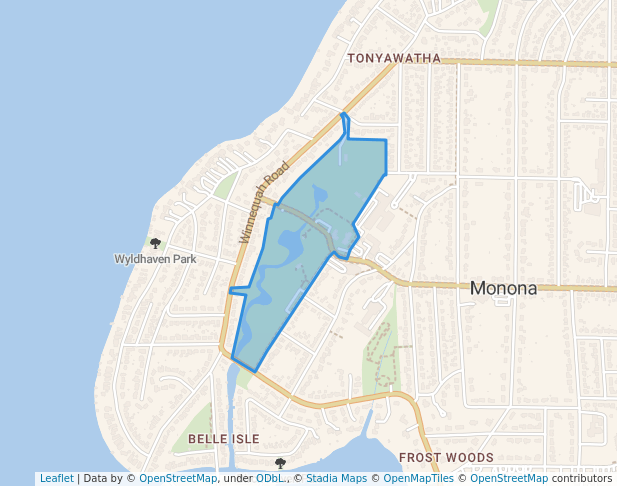 walking in Winnequah Park map in Monona