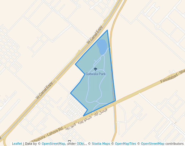 walking in Gatwala Park map in Faisalabad