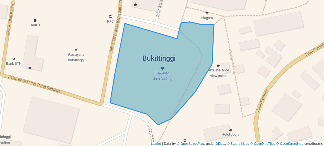 walking in Kawasan Jam Gadang map in Bukittinggi