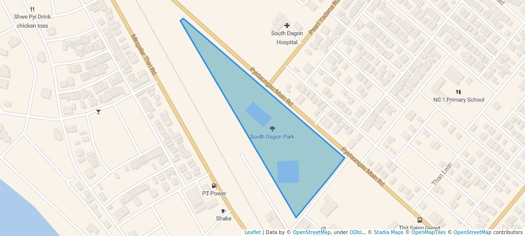 walking in South Dagon Park map in Yangon