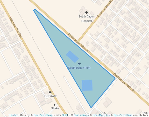 walking in South Dagon Park map in Yangon