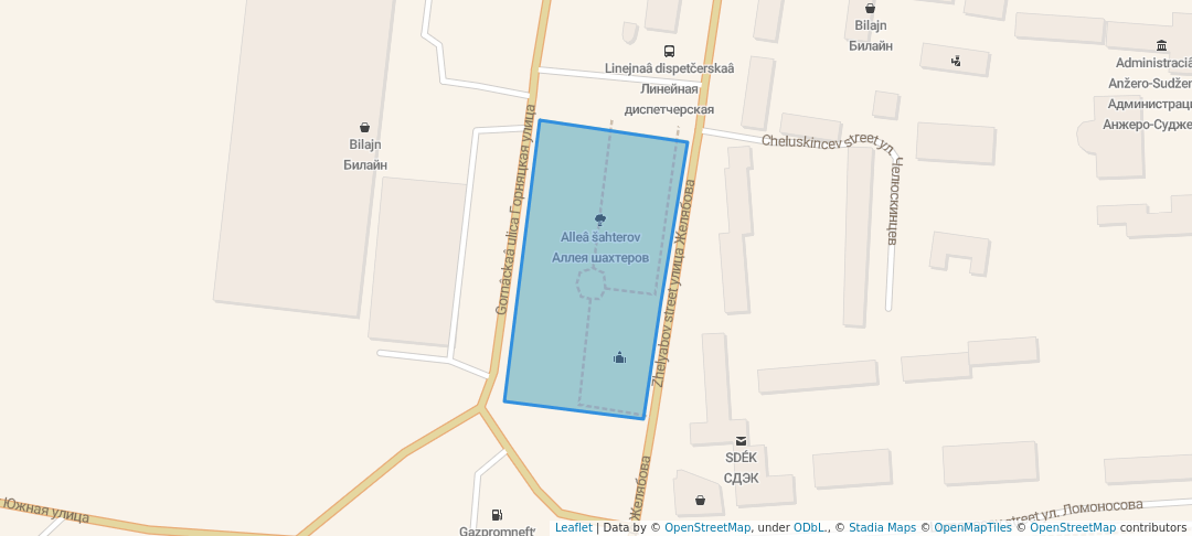 walking in Аллея шахтеров map in Anzhero-Sudzhensk