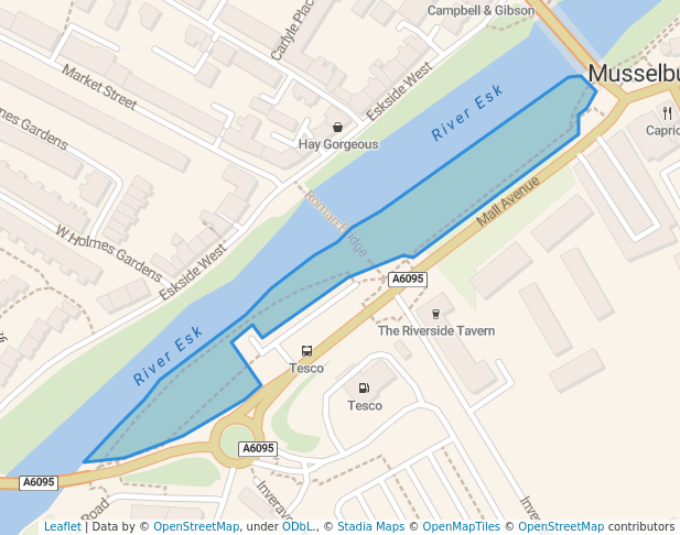 walking in River Esk Park map in Musselburgh