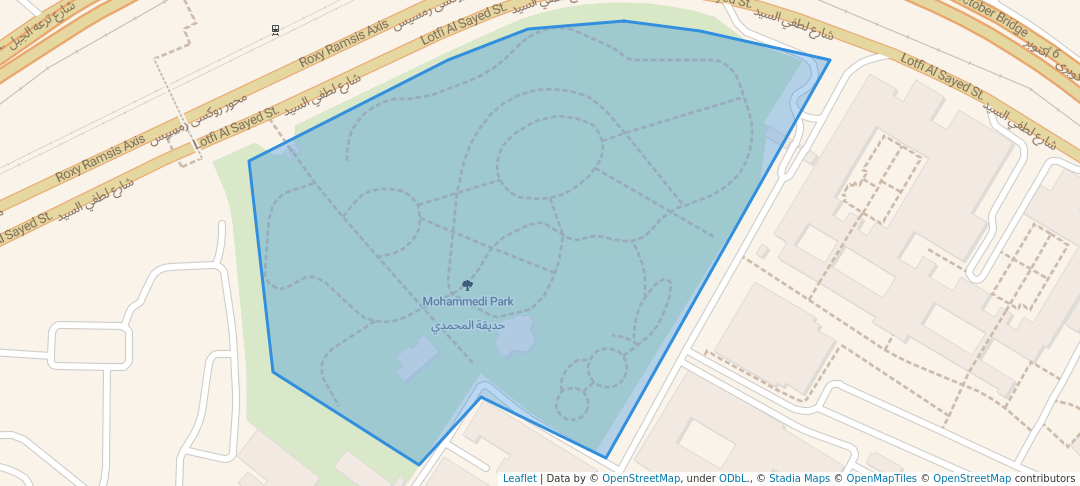 walking in Mohammedi Park map in Cairo