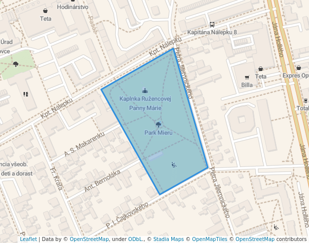 walking in Park Mieru map in Michalovce