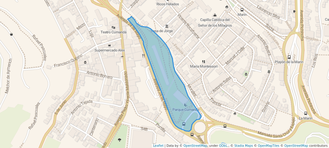 walking in Parque Cumandá map in Quito