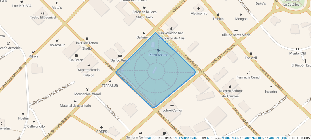 walking in Plaza Abaroa map in La Paz