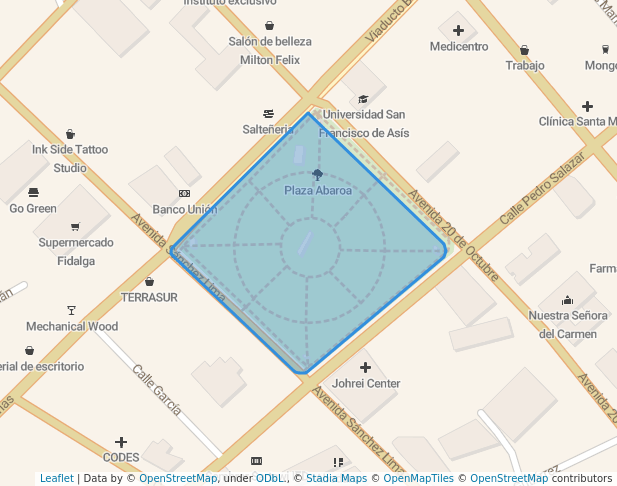 walking in Plaza Abaroa map in La Paz