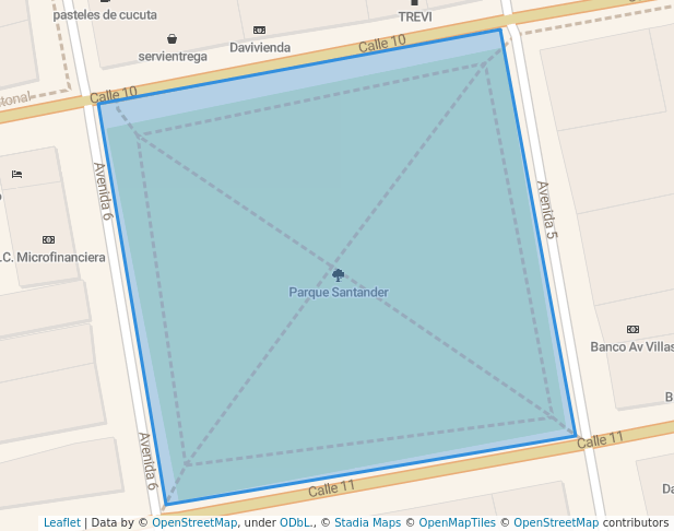 walking in Santander Park map in Cúcuta