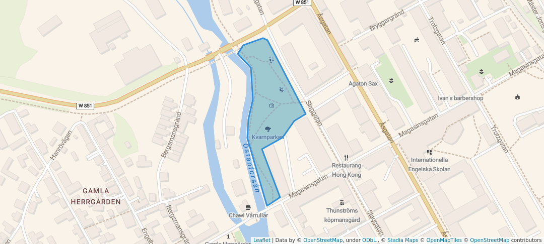 walking in Kvarnparken map in Falun