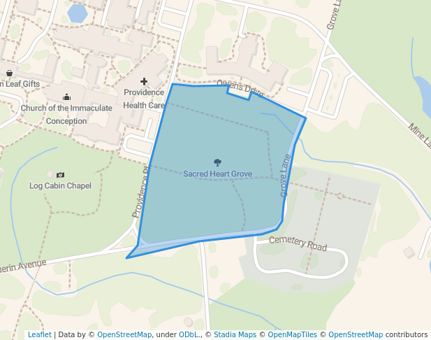 walking in Sacred Heart Grove map in Sandford