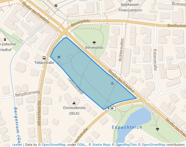 walking in Parkanlage Tettaustraße map in Erfurt