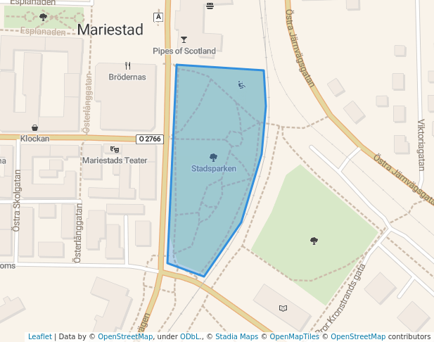 walking in Stadsparken map in Mariestad
