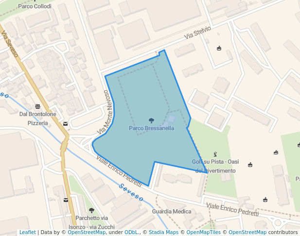 walking in Parco Bressanella map in Cusano Milanino