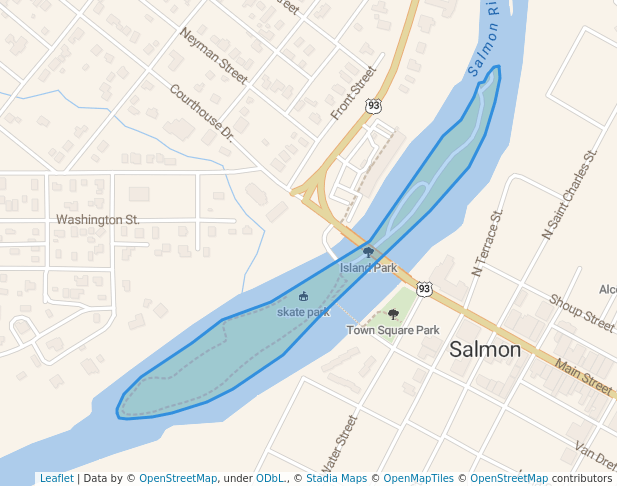 walking in Island Park map in Salmon